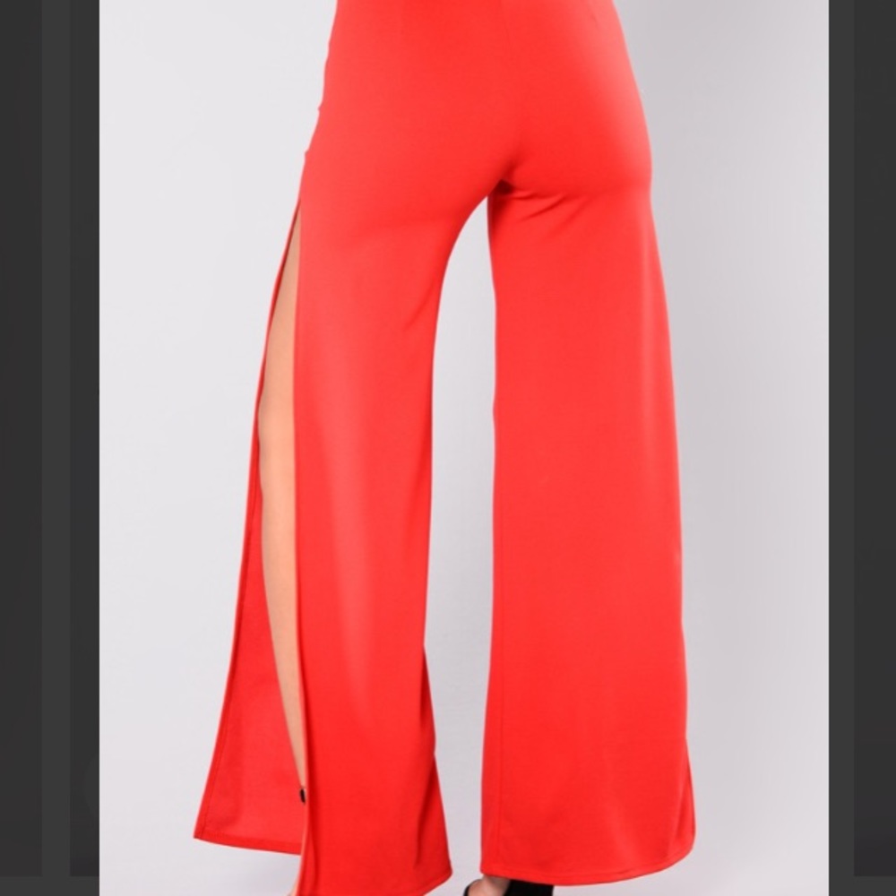 Side Slits Red Pants View 4